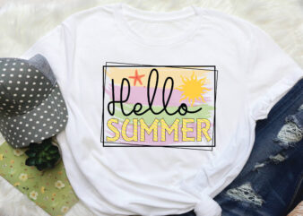 hello summer sublimation graphic t shirt