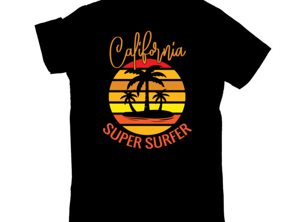 California super surfer t shirt vector file