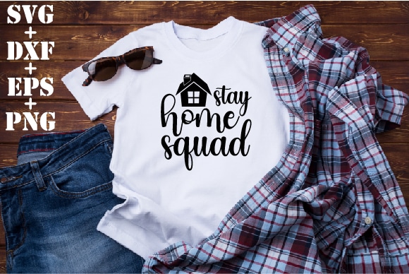 Stay home squad t shirt template vector