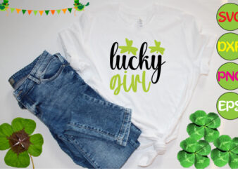 lucky girl t shirt vector graphic