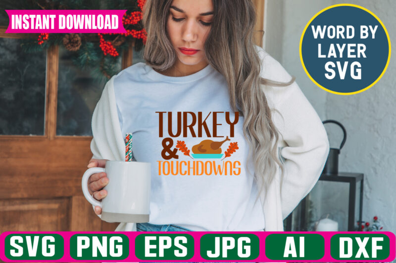 Turkey & Touchdowns svg vector t-shirt design