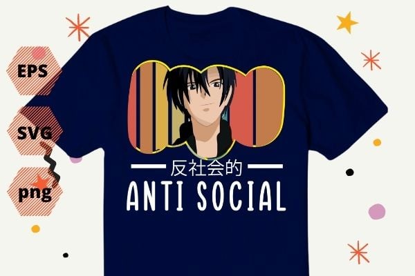 Vintage Anti Social Japanese Text Aesthetic Vaporwave Anime Gift T-Shirt design svg, Anti Social Japanese eps png, Anti Social, Japanese, Text Aesthetic, Vaporwave, Anime, cartoon, vintage