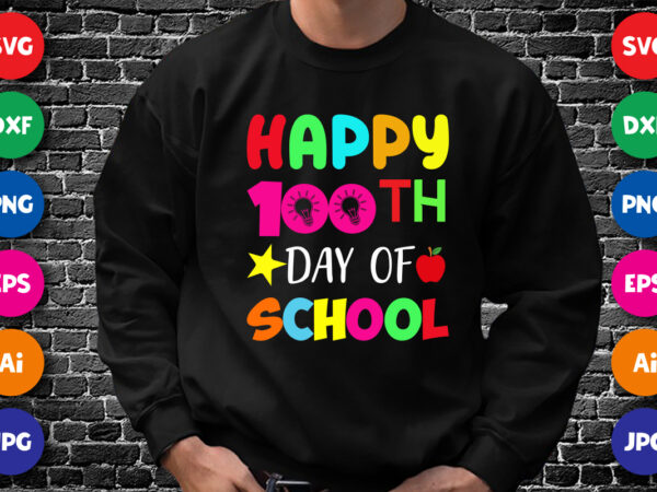 Happy 100th day of school t shirt, happy 100th day shirt, 100 day of school shirt print template