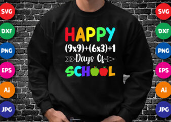 Happy (9×9)+(6×3)+1 Days of School T Shirt, Happy 100th Day of School Shirt, 100th Days of School Shirt Print Template