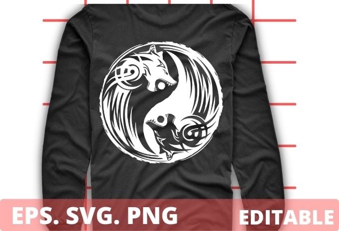 Wolf Yin Yang T Shirt Wolf Tribal Shirt Norse Viking Skol T-Shirt design svg,