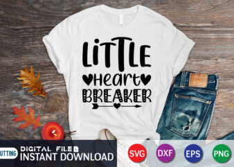 Little Heart Breaker T Shirt, Happy Valentine Shirt print template, Heart sign vector, cute Heart vector, typography design for 14 February