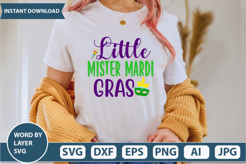 Little Mister Mardi Gras SVG Vector for t-shirt