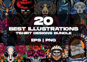 20 BEST ILLUSTRATIONS TSHIRT DESIGNS BUNDLE