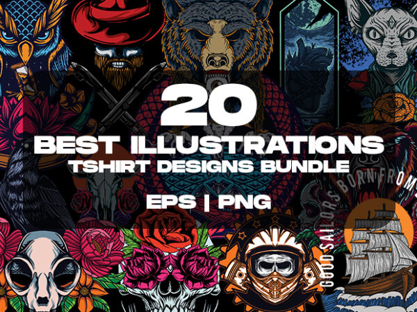 20 best illustrations tshirt designs bundle