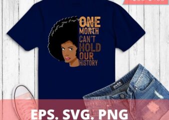 One Month Can’t Hold Our History Apparel African Melanin T-Shirt design svg, One Month Can’t Hold Our History png,Unapologetically, Naturally, Blackity, Black Dreadlock, Loc’d, Loc’s Hair, Melanin, Tshirts,BLM, Black History