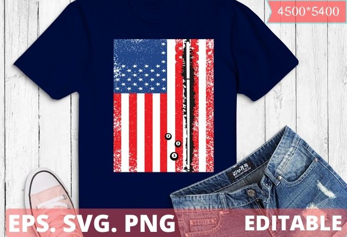 American flag grange pool stick and ball vector T-shirt design, American, flag, grange, pool, stick and ball, vector