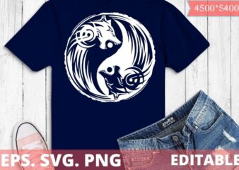 Wolf Yin Yang T Shirt Wolf Tribal Shirt Norse Viking Skol T-Shirt design svg,