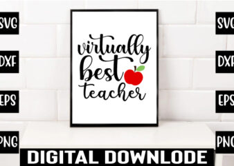 virtually best teacher t shirt vector art
