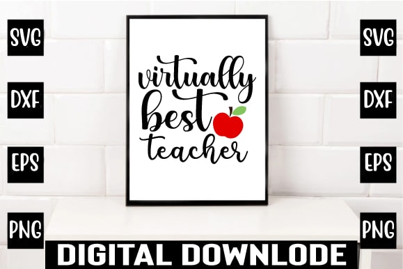 Virtually best teacher t shirt vector art