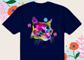 Colorful Cat’s head geometric Pop Art Style T-Shirt design svg, kitten shirt, cat head ornaments eps, kitty lover, Colorful Cat’s head, geometric, Pop Art Style, T-Shirt design png