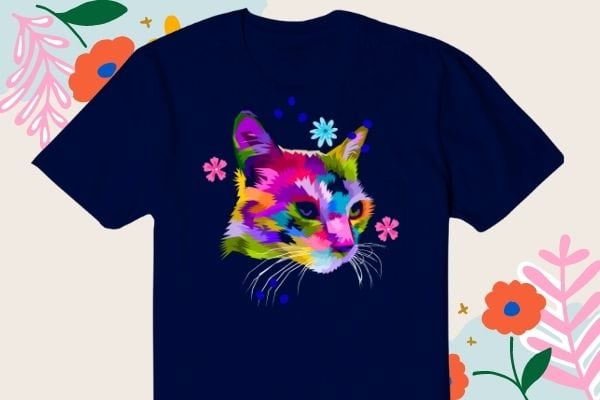 Colorful cat’s head geometric pop art style t-shirt design svg, kitten shirt, cat head ornaments eps, kitty lover, colorful cat’s head, geometric, pop art style, t-shirt design png