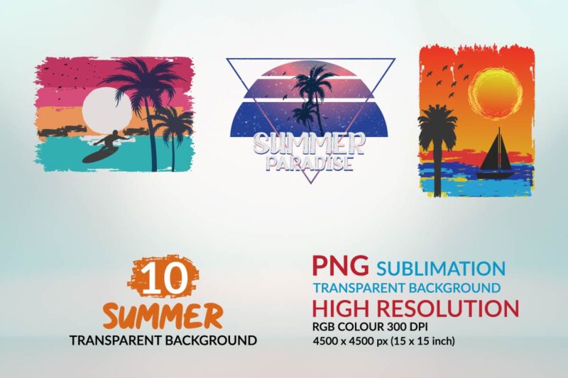 Beach Sunset PNG Colorful T- shirt design, Beach Sunset PNG Colorful Background, Beach Sunset PNG Colorful Sublimation