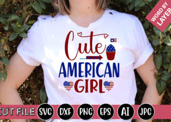 Cute American Girl SVG Vector for t-shirt
