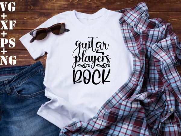 Guitar players rock t shirt design template