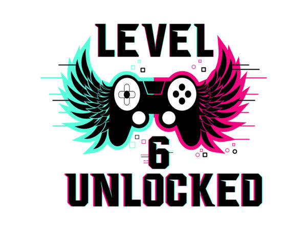 Level 6 unlocked typography t-shirt