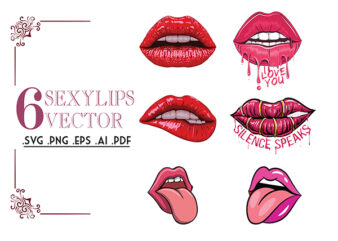 6 Sexy Lips Vector SVG, Ai, Sexy Lips, Lips Tongue Vector, Cricut Vinyl, Svg files for Cricut and Silhouette