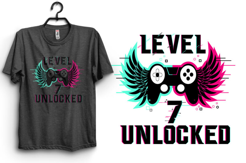 Level 7, 8, 9 Unlocked Typography T-shirt