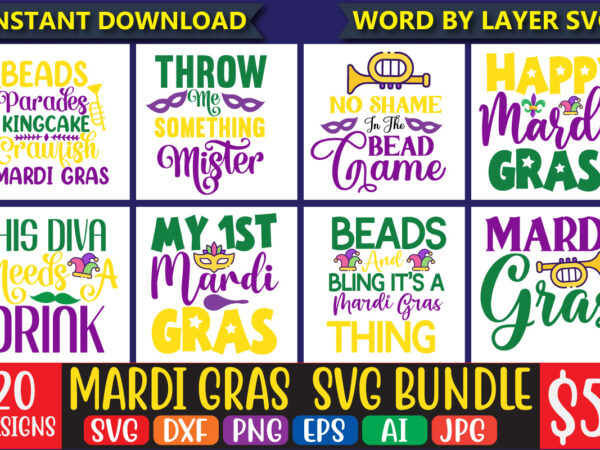 Mardi gras svg bundle vol.2 t shirt designs for sale