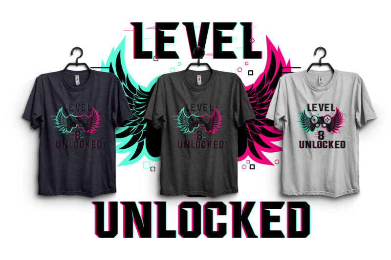 Level 7, 8, 9 Unlocked Typography T-shirt