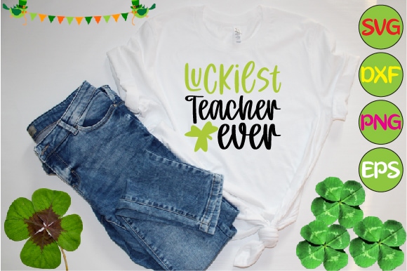 Luckiest teacher ever t shirt vector graphic