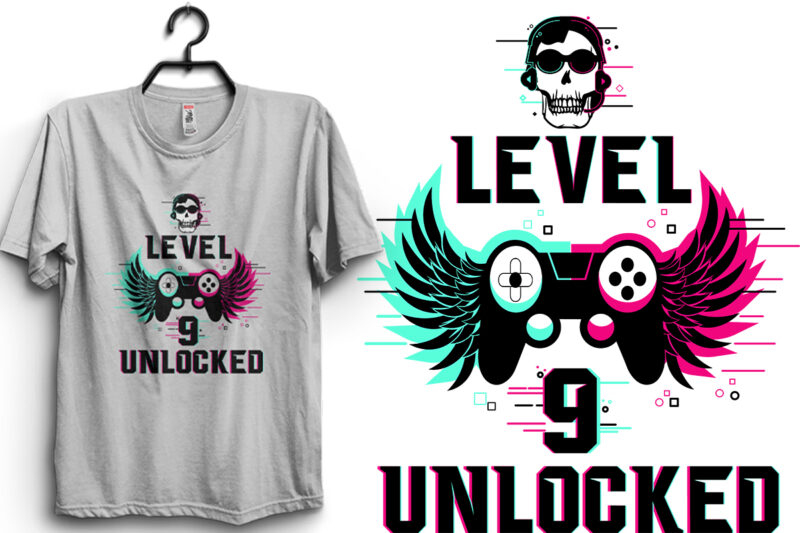 Level 7, 8, 9 Unlocked Typography T-shirt
