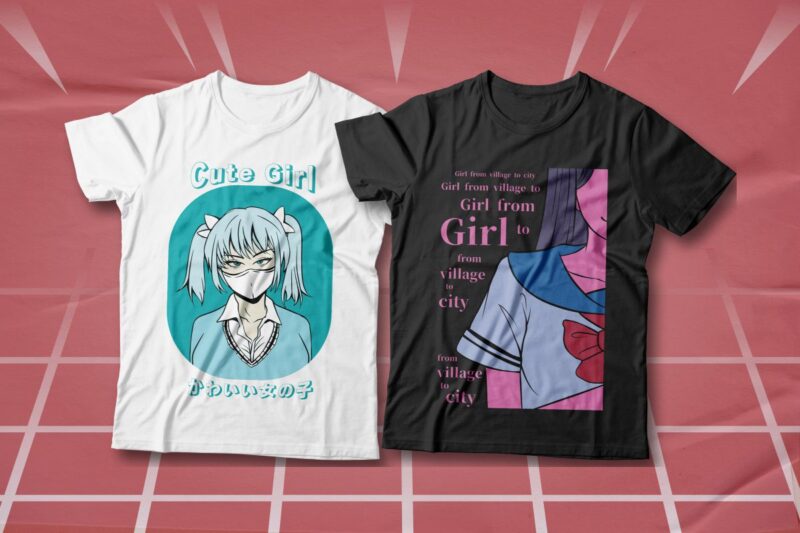Anime Japanese Streetwear T-shirt Designs Bundle, Japan Culture, Youth Graphic Tee Shirt, Urban T-shirt Design