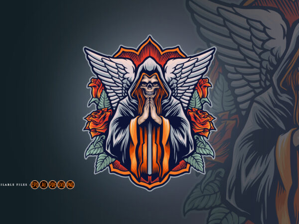 Skull death angel religions mascot t shirt template vector