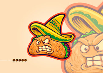 Angry delicious tacos restaurant mascot t shirt vector