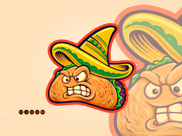 Angry delicious tacos restaurant mascot t shirt vector