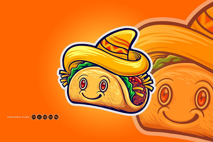 Cute delicious tacos restaurant logo
