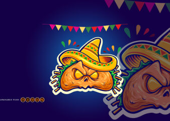 Scary delicious tacos restaurant mascot t shirt template vector