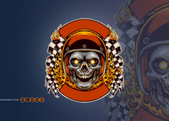 Skull road race logo mascot