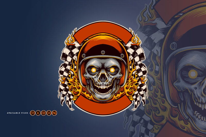 Skull road race logo mascot