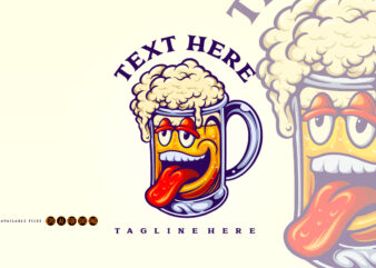 Funny beer glass cartoon mascot t shirt graphic design