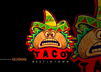 Funny tacos mexican logo mascot Illustrations t shirt graphic design