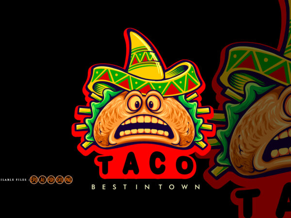 Funny tacos mexican logo mascot illustrations t shirt graphic design