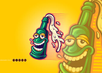 Funny beer bottle logo mascot t shirt graphic design