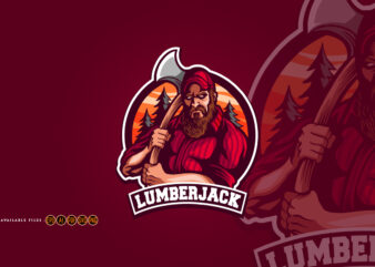 Lumberjack esport logo mascot gaming t shirt vector graphic