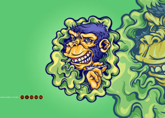 Angry monkey with smoking cannabis t shirt vector