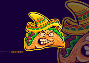 Angry mexican tacos illustrations mascot