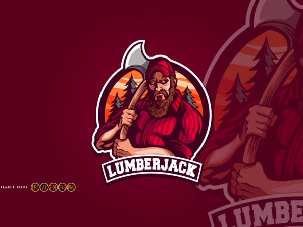 Lumberjack esport logo mascot gaming t shirt vector graphic