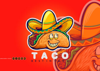 Cute mexican tacos logo mascot t shirt vector file