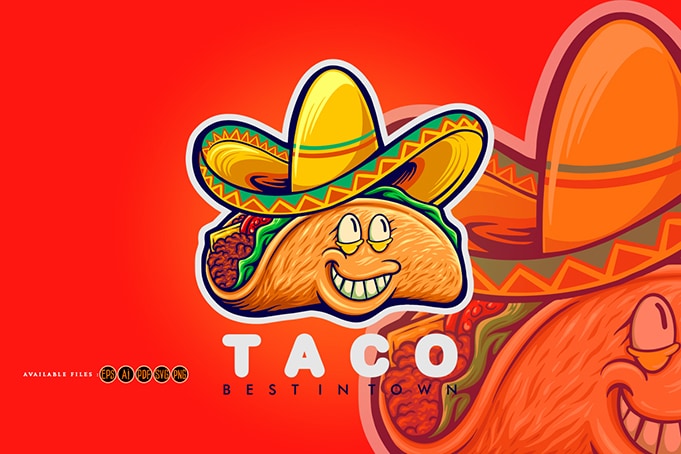 Cute mexican tacos logo mascot