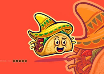 Delicious mexican tacos illustrations mascot t shirt vector illustration