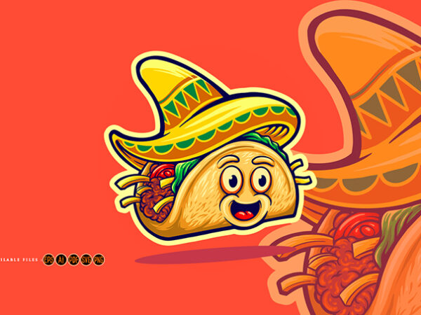 Delicious mexican tacos illustrations mascot t shirt vector illustration